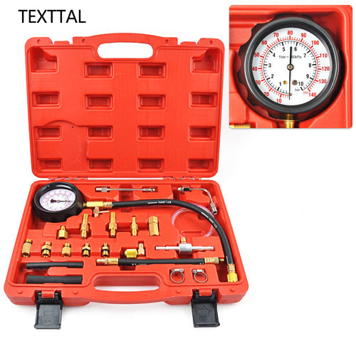 TEXTTAL Universal Fuel Pressure Tester Kit, for All Fuel Injection Systems Tester and Most Cars and Trucks World Wide