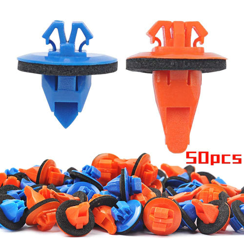 TEXTTAL 50PCS Fender Flare Clips - Molding Retainer Clips for Toyota 4Runner, FJ Cruiser, Highlander, RAV4, Tacoma - Push Door Trim Fastener with Foam Grommet Washers - Replace OEM: 75495-35010